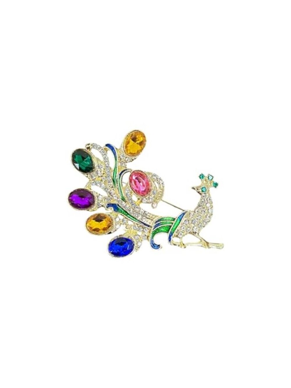 Stunning Rhinestone Peacock Brooch Pin for Women Crystal Bird Lapel Pin for